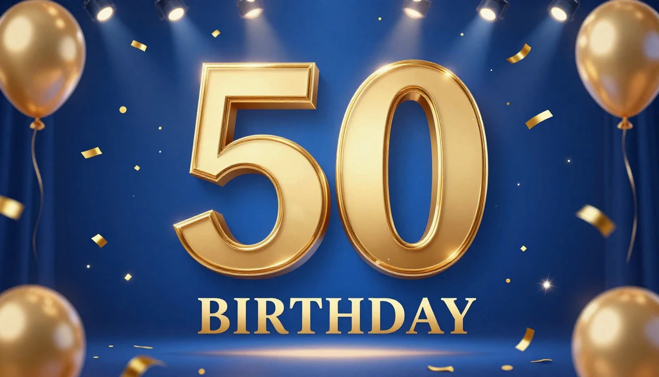 Elegant festive design for a 50th birthday jubilee music cov...