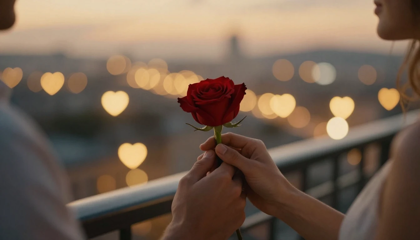A cinematic, romantic close-up shot of a couple holding hand...
