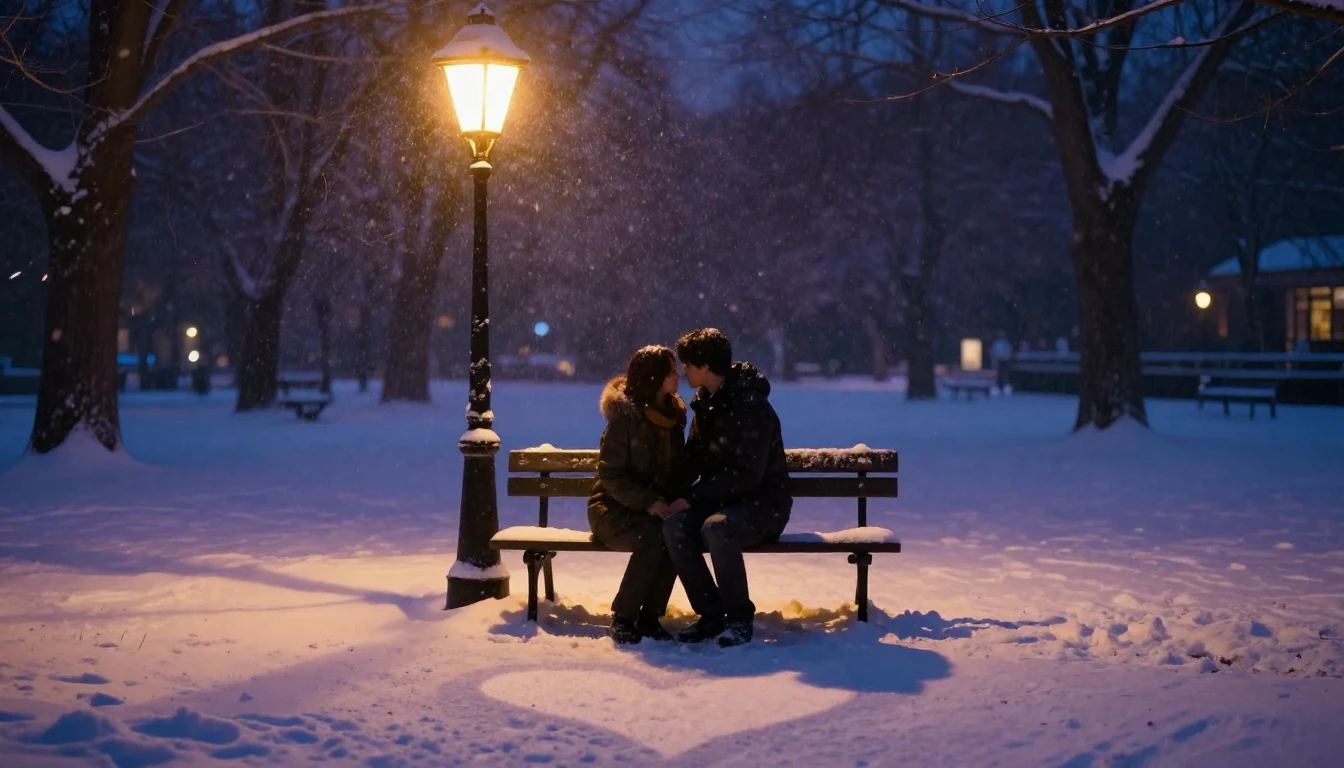 A romantic and cozy scene featuring two silhouettes sitting ...