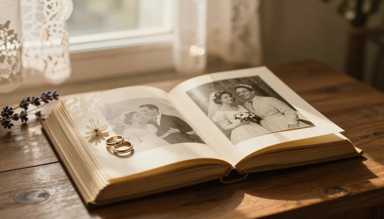 A warm, nostalgic, and romantic scene symbolizing enduring l...