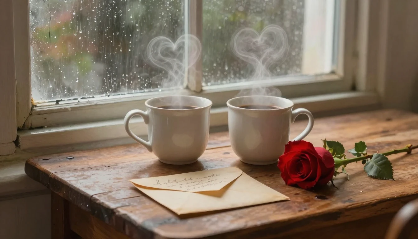 A romantic and cozy scene composed in a soft artistic style....