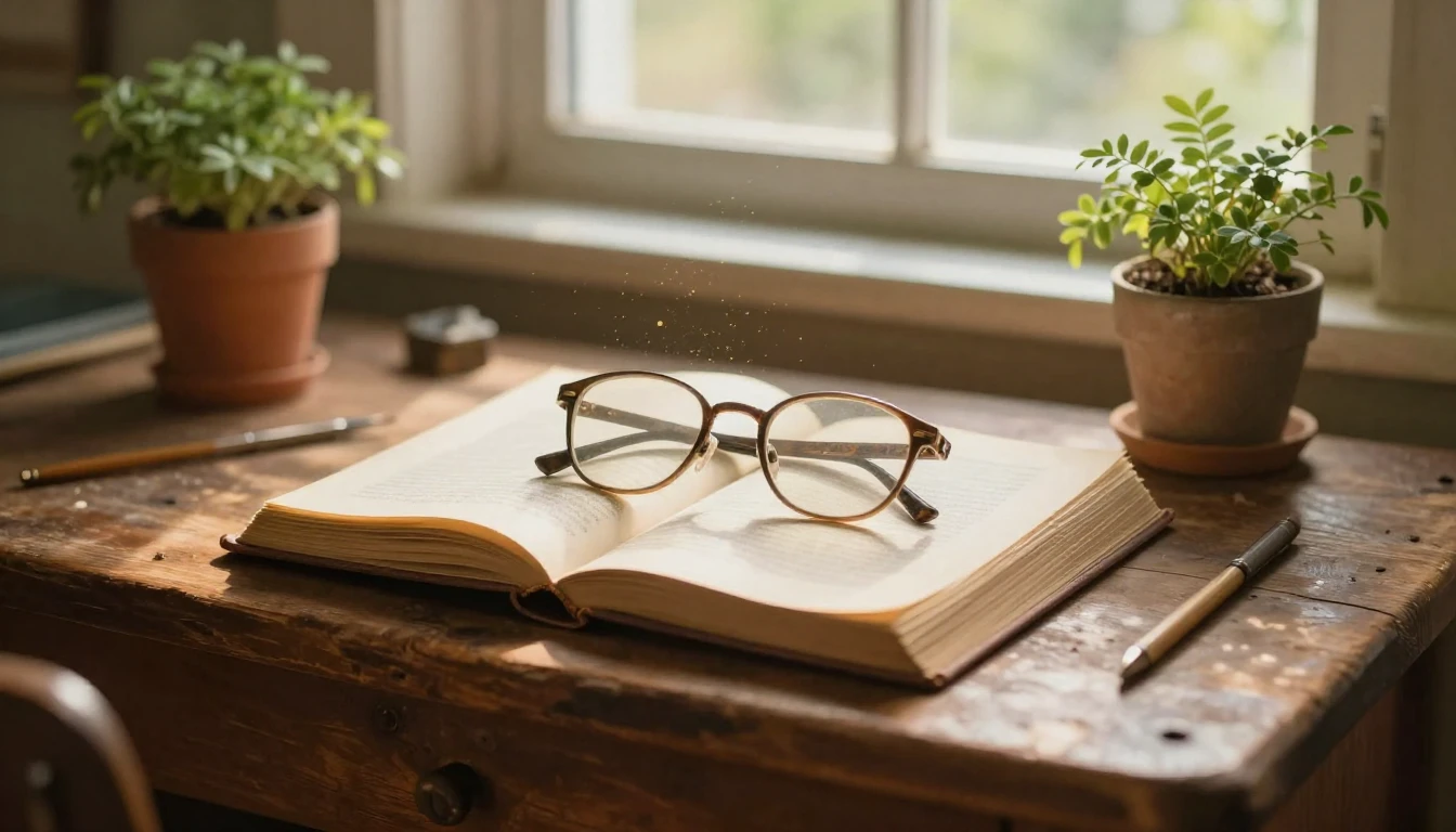A serene and heartwarming scene depicting an old wooden work...