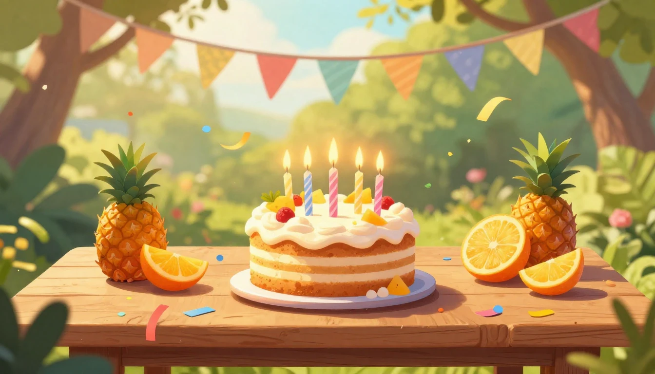 A warm and festive birthday illustration featuring a rustic ...