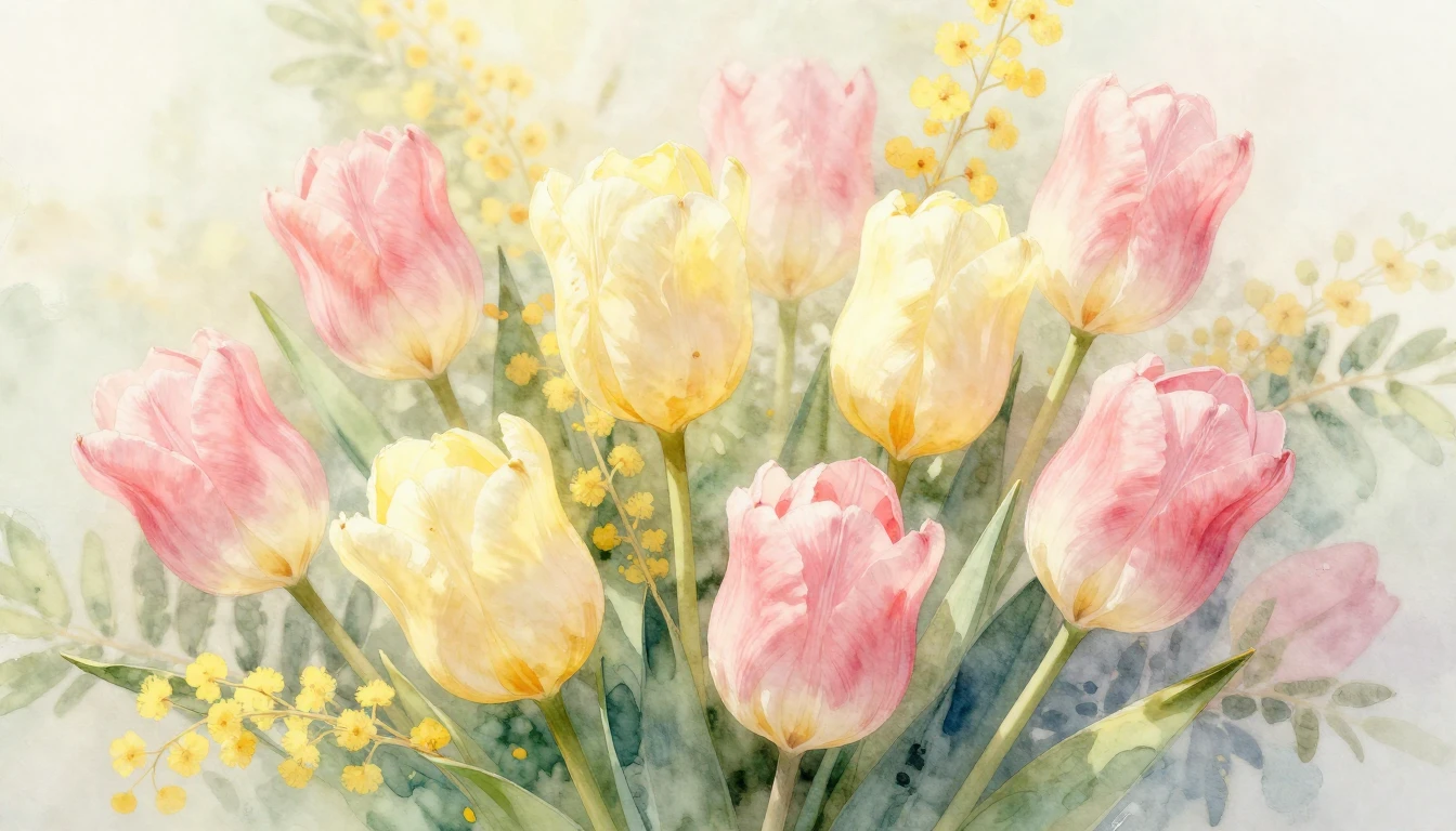 A beautiful and delicate watercolor painting of blooming spr...