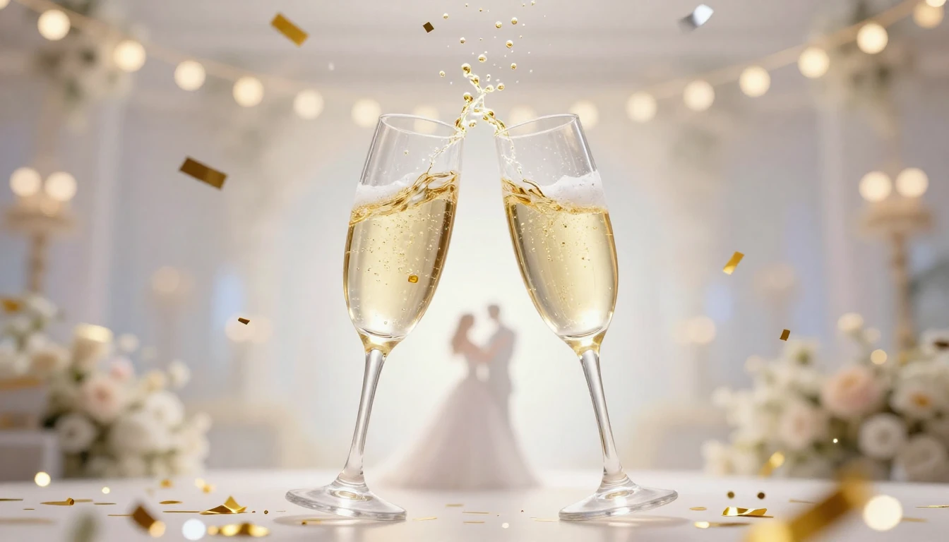 A vibrant and magical digital art scene symbolizing a weddin...