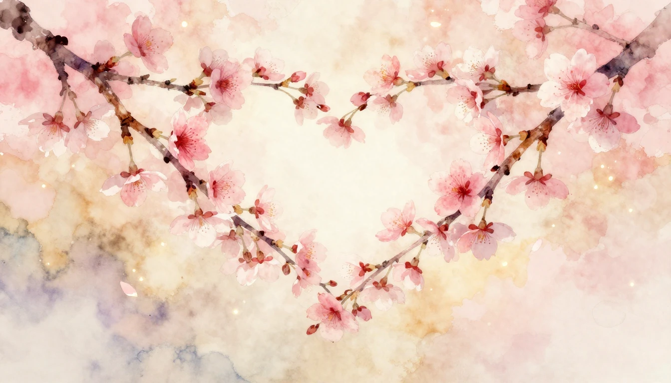 A beautiful and delicate watercolor painting of two intertwi...