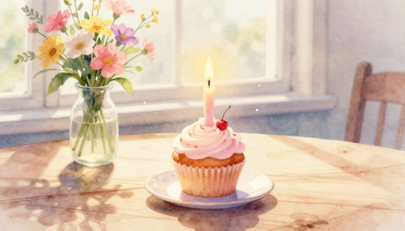 A beautiful watercolor painting of a single lit candle on a ...