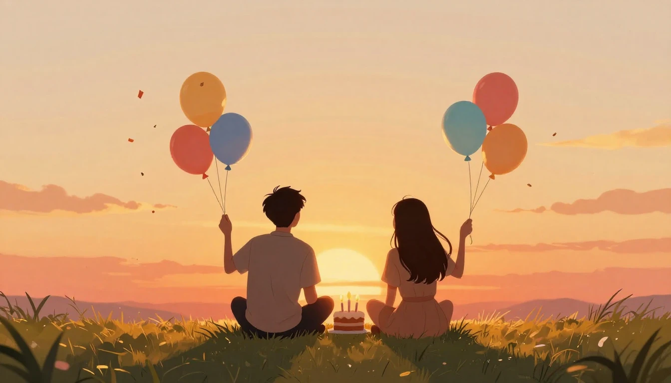 A heartwarming illustration of two friends sitting side by s...