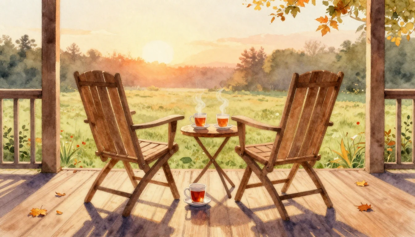 A beautiful watercolor painting depicting two empty chairs s...