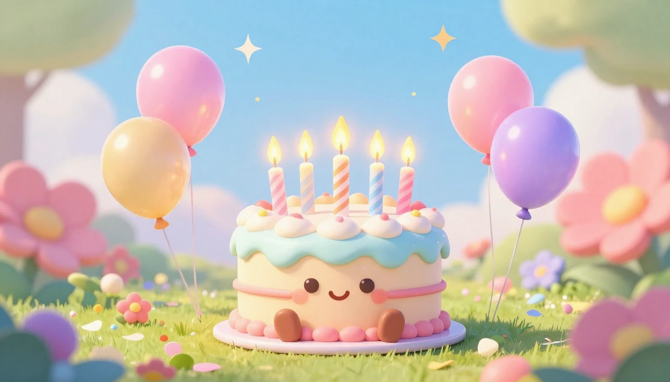 A magical and colorful birthday illustration for a 5-year-ol...