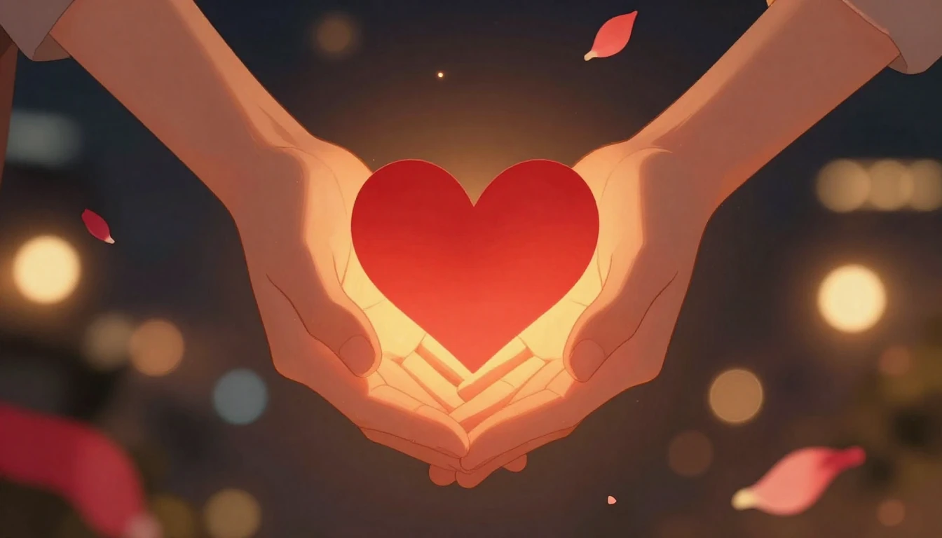 A warm, romantic illustration of two intertwined hands holdi...