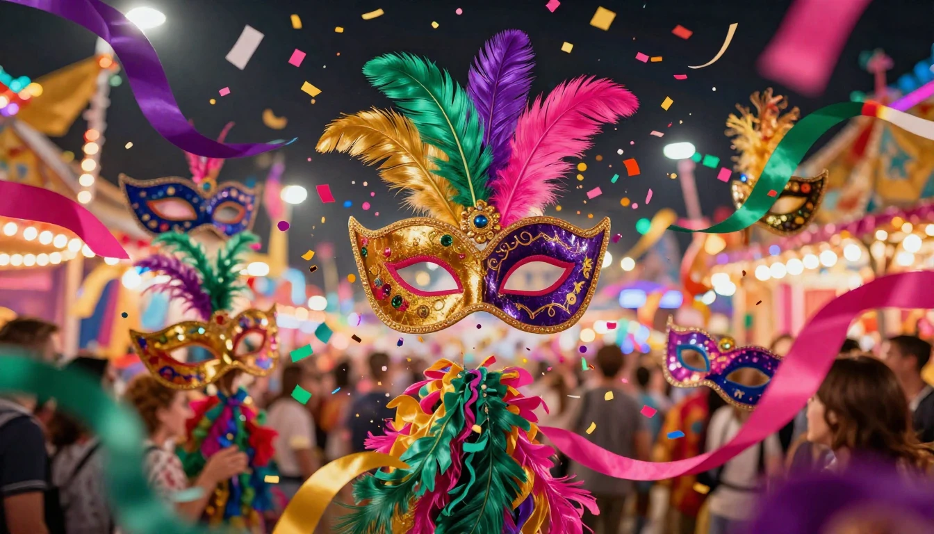 A vibrant explosion of colors representing a grand carnival ...