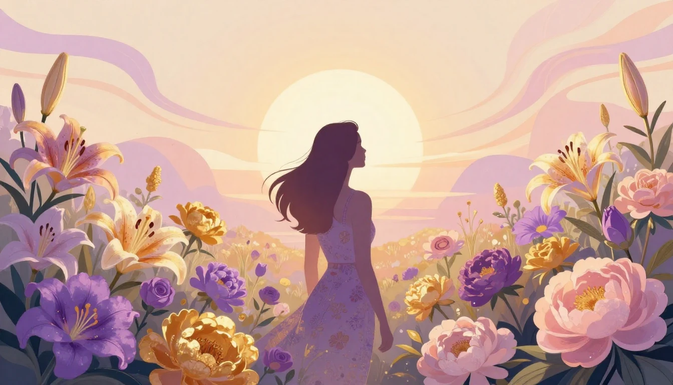 A vibrant and symbolic illustration celebrating womanhood. A...