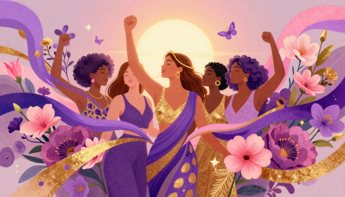 A vibrant and symbolic digital art piece celebrating feminin...