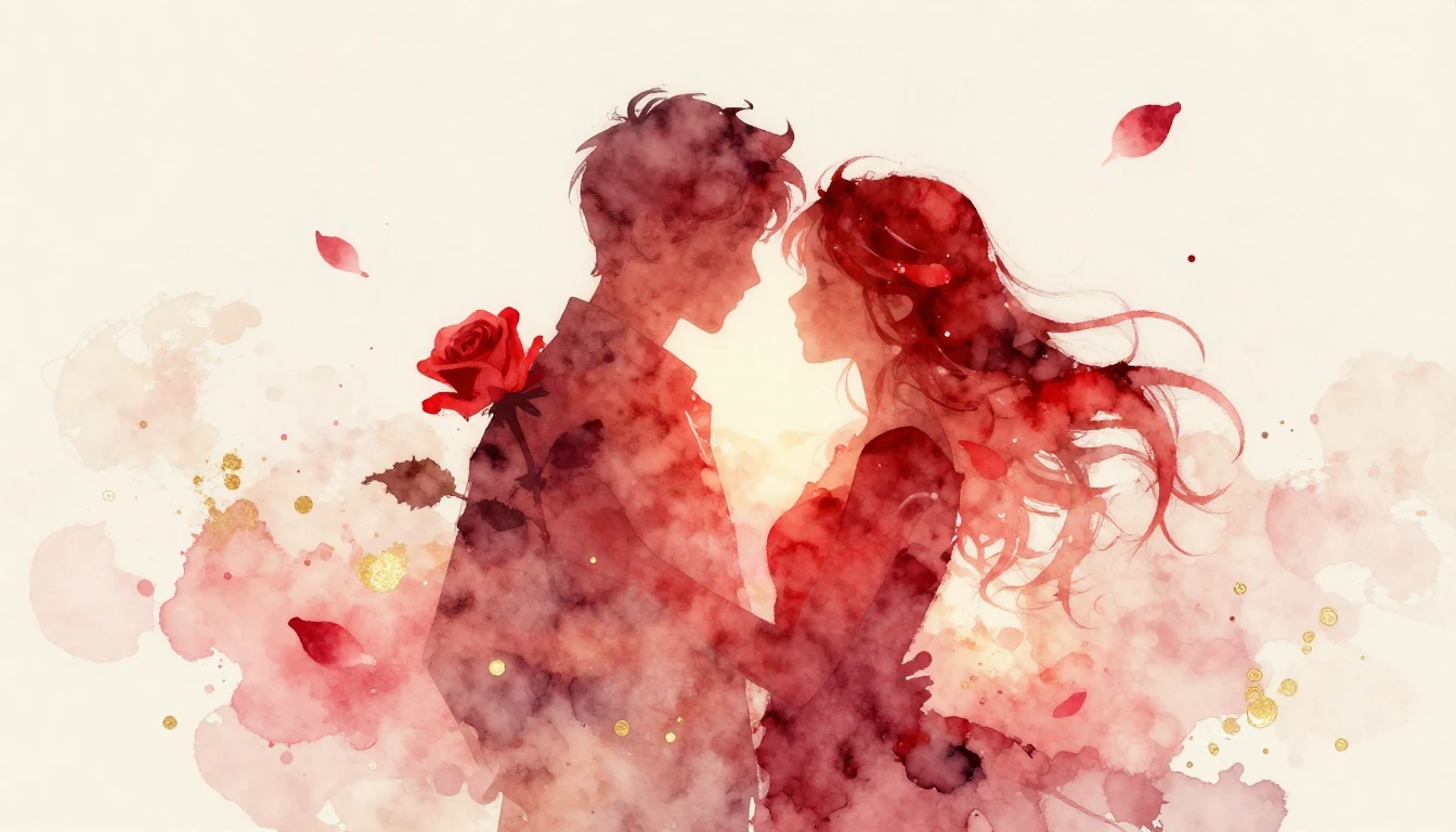 A beautiful watercolor painting depicting two intertwined si...