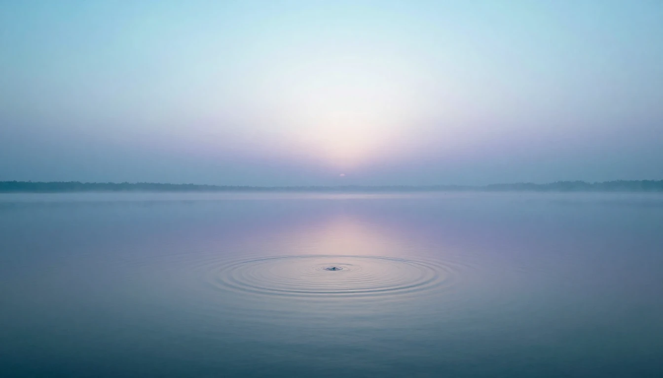 A serene and vast landscape featuring a single, perfectly st...