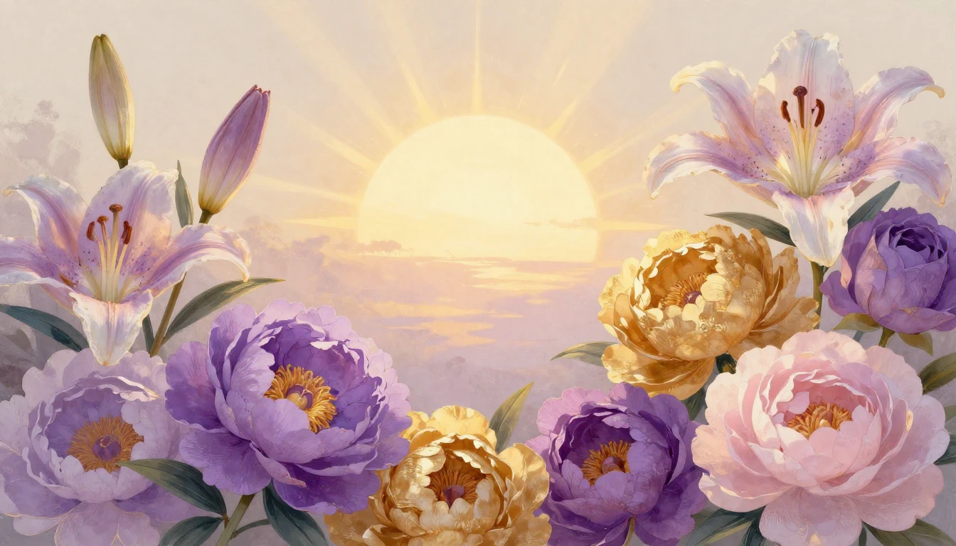 A vibrant and symbolic composition featuring a variety of bl...