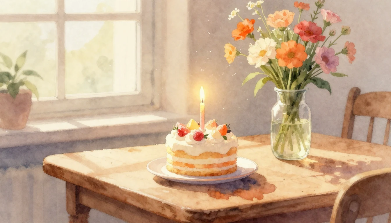 A beautiful watercolor painting of a cozy indoor setting. A ...