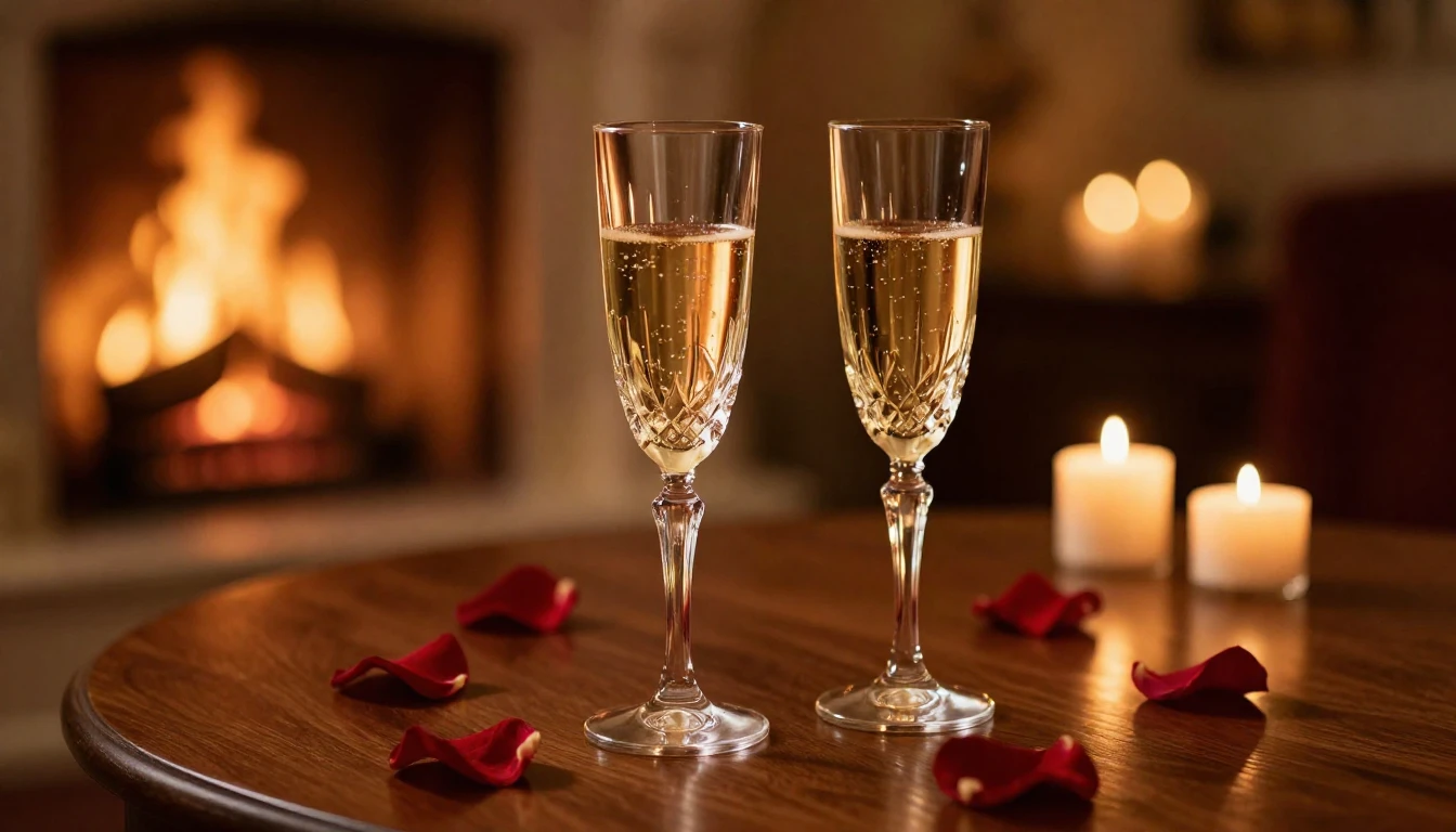 A close-up shot of two elegant crystal glasses filled with s...