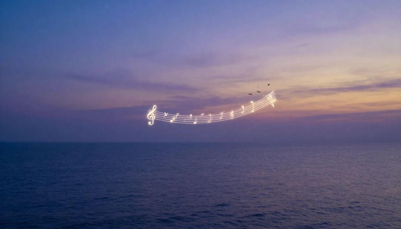 A serene and abstract visual representation of silence and m...