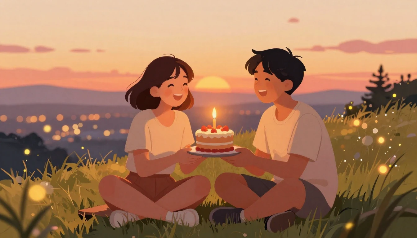 A warm and nostalgic illustration of two friends sitting on ...