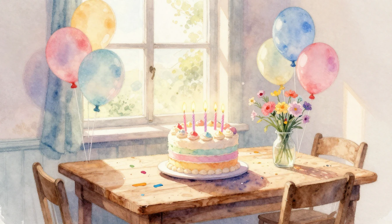 A beautiful, heartwarming watercolor painting of a small, ru...