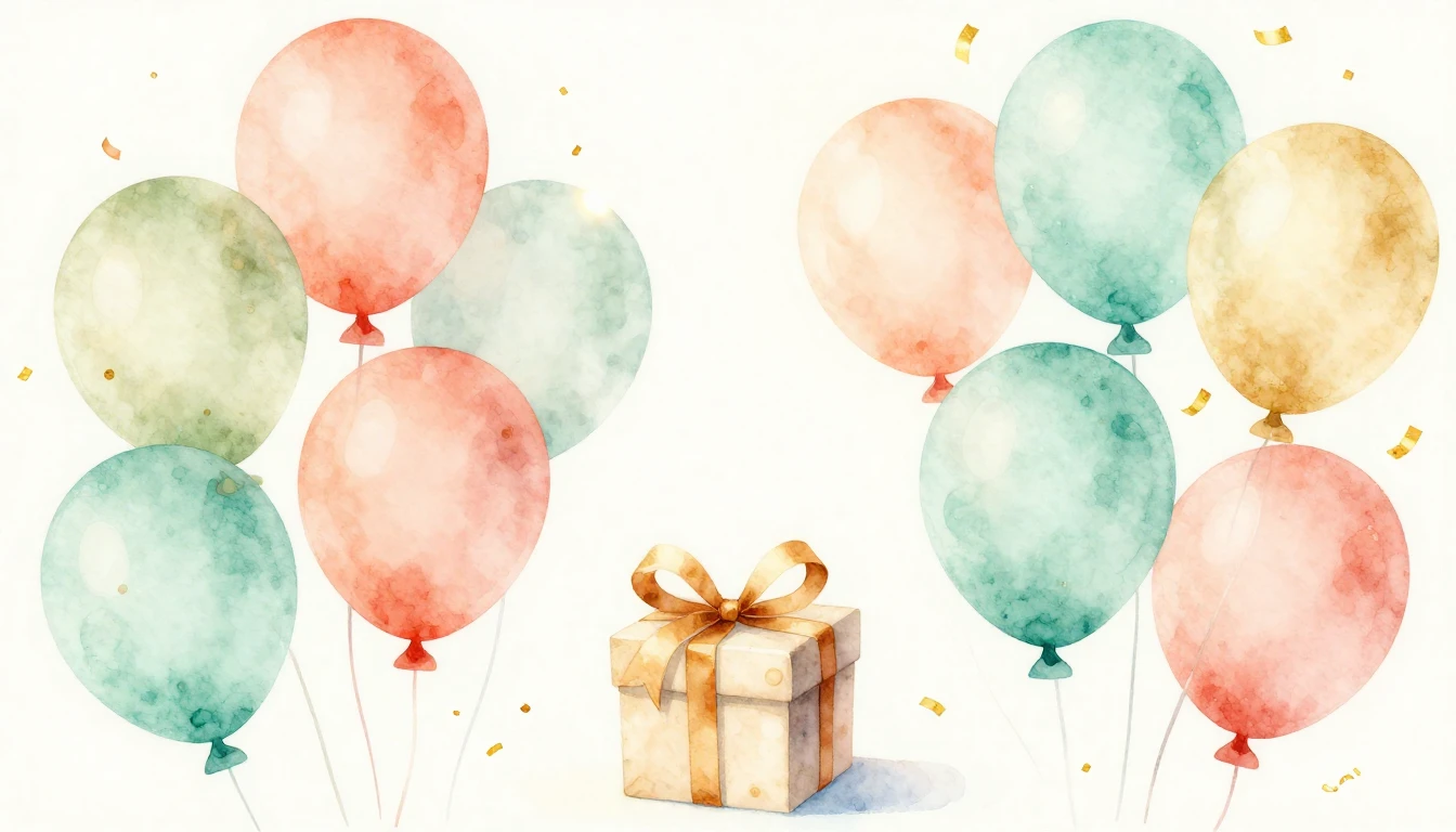 A beautiful watercolor illustration of a festive scene. Soft...