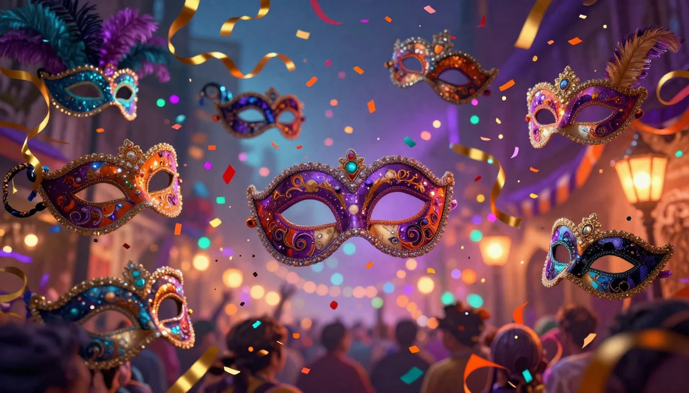 A breathtaking digital art piece depicting a festive carniva...