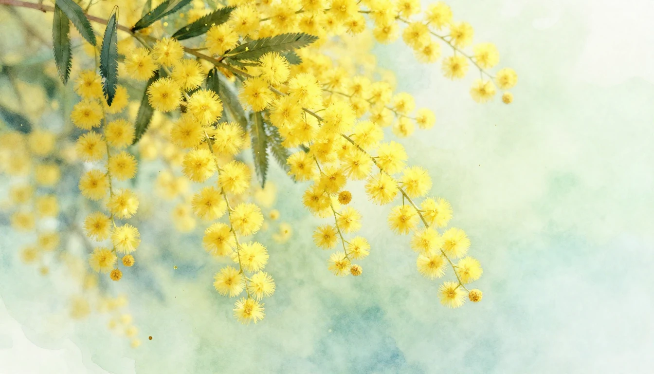 A beautiful and delicate watercolor painting of bright yello...