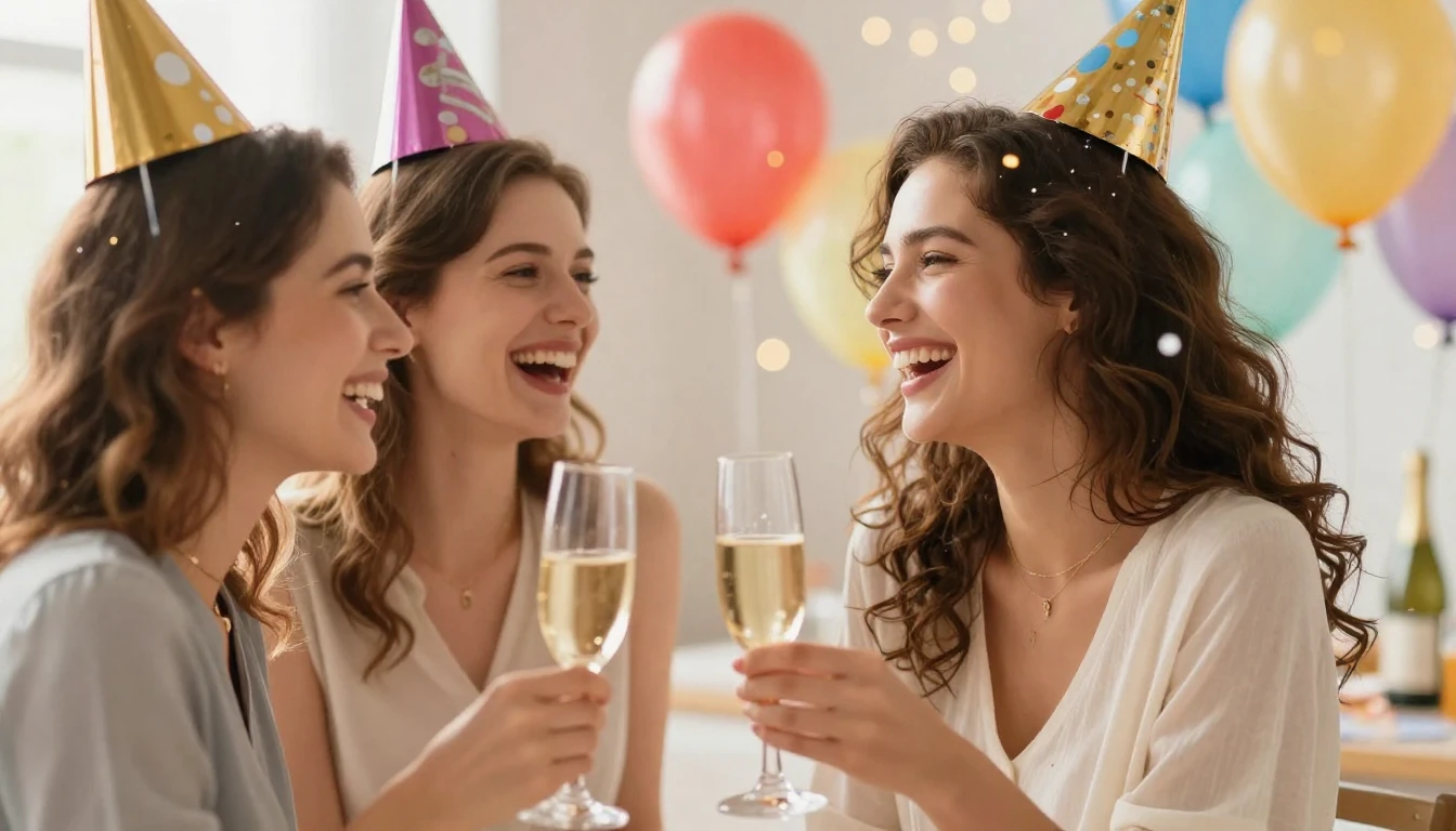 A bright and festive birthday celebration scene, focusing on...