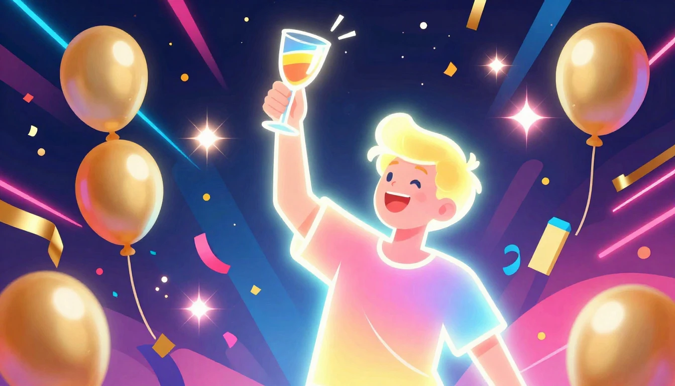 A vibrant and energetic digital art illustration celebrating...