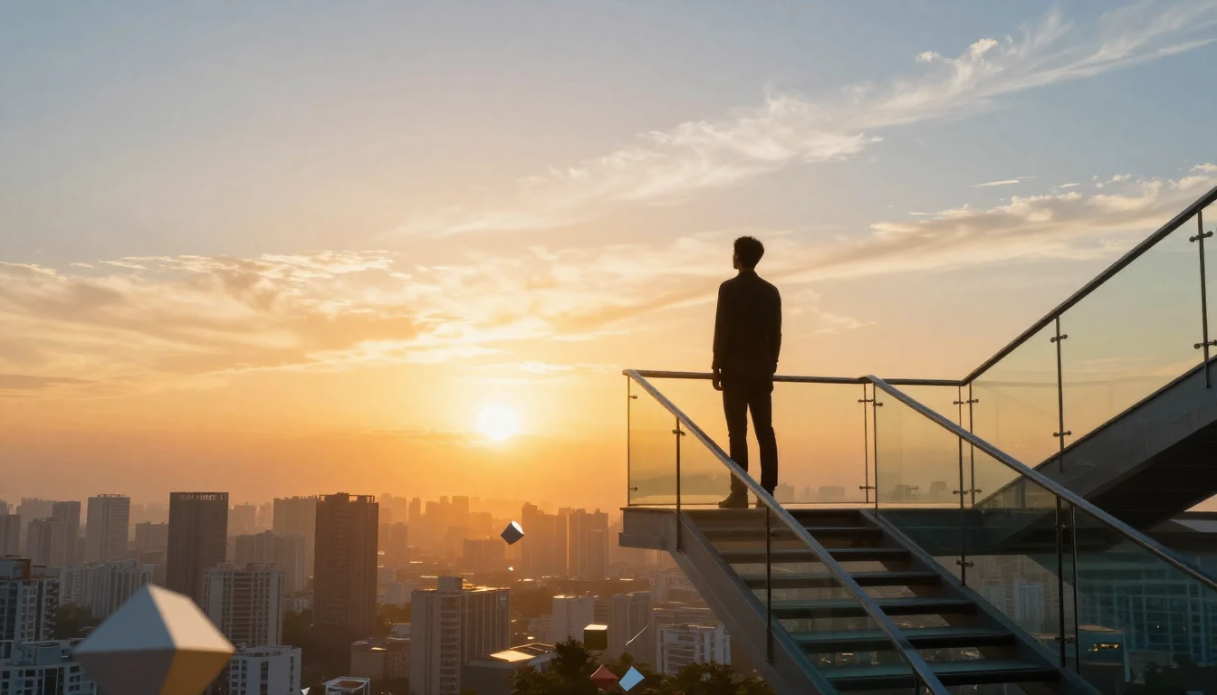 A cinematic and inspiring image symbolizing career success a...