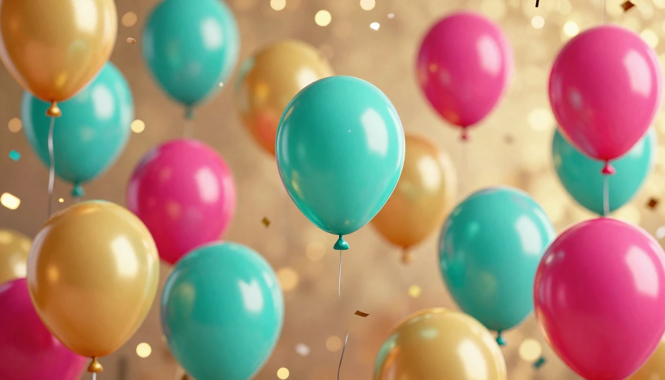 A festive and vibrant scene filled with colorful balloons in...