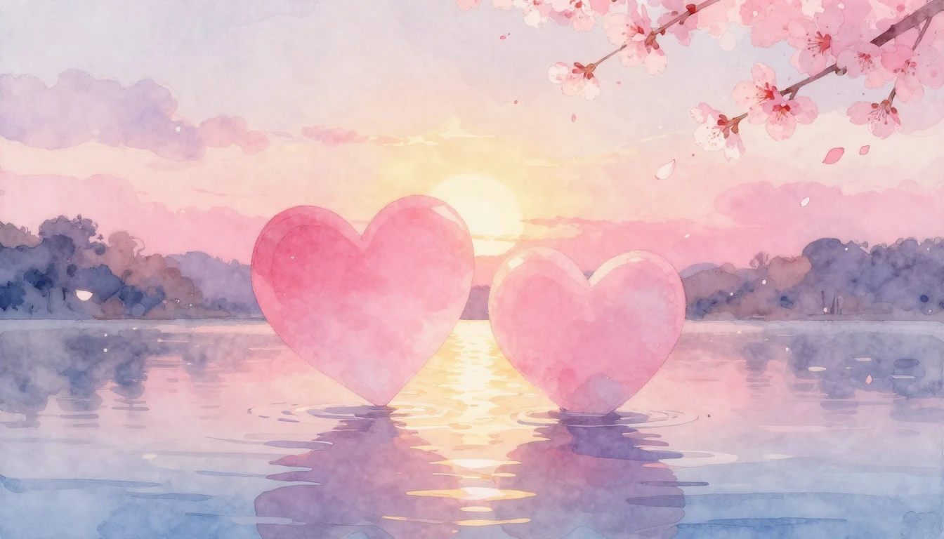 A beautiful and ethereal watercolor painting depicting two s...