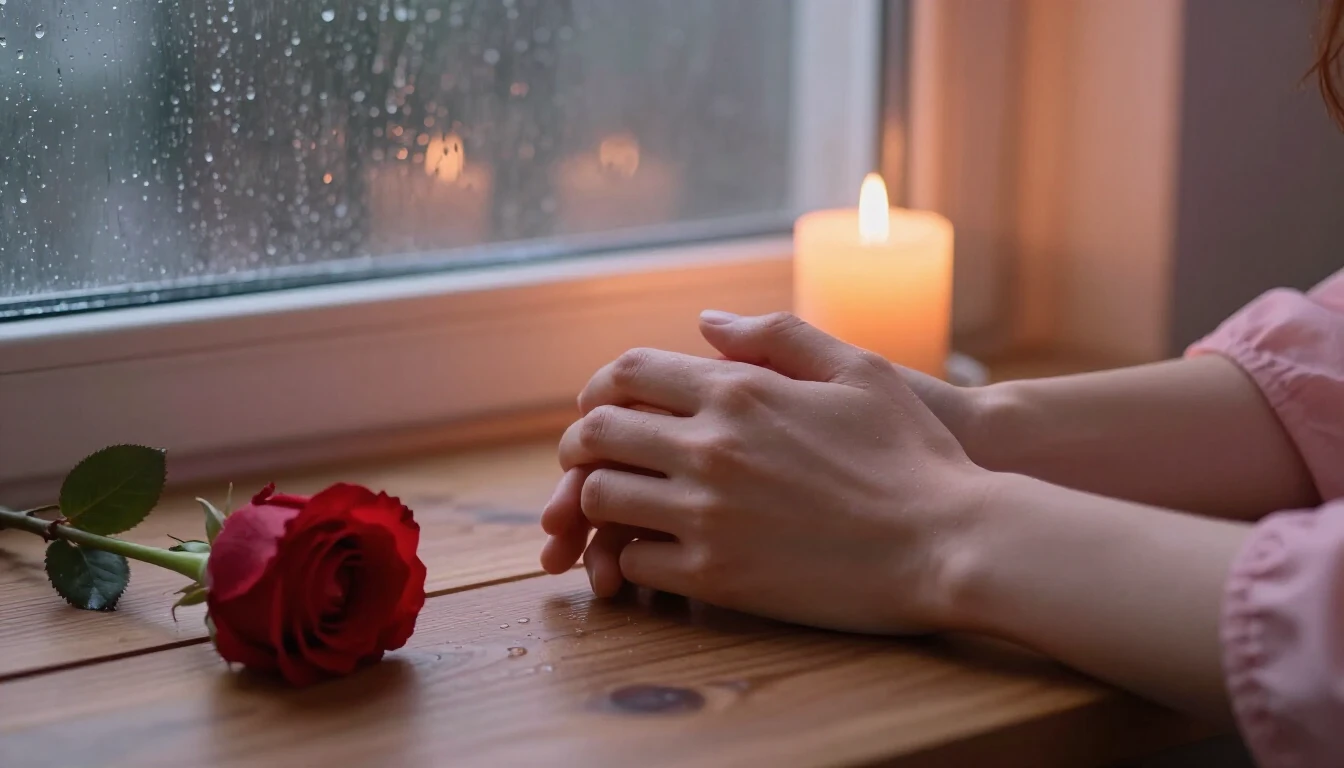 A romantic and soft artistic composition depicting two inter...