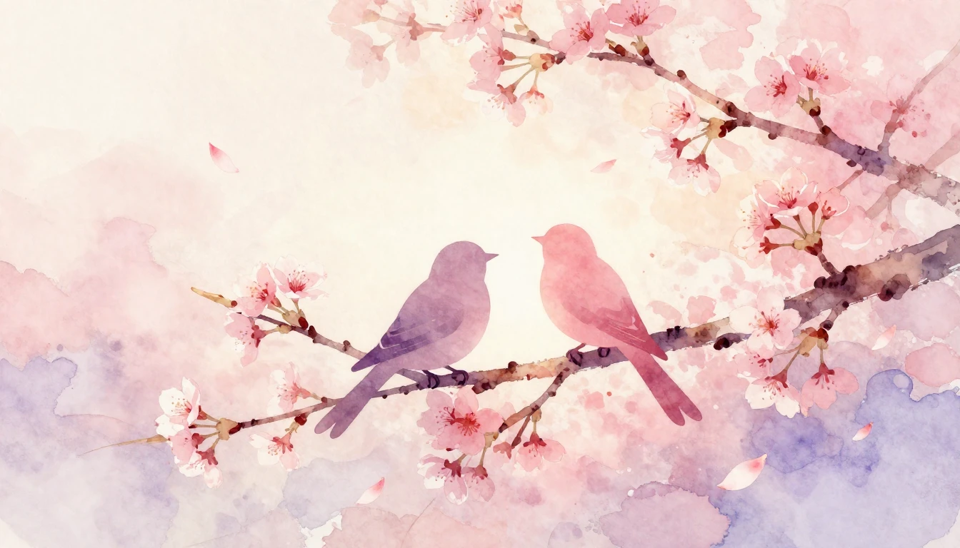 A beautiful watercolor painting of two stylized silhouettes ...