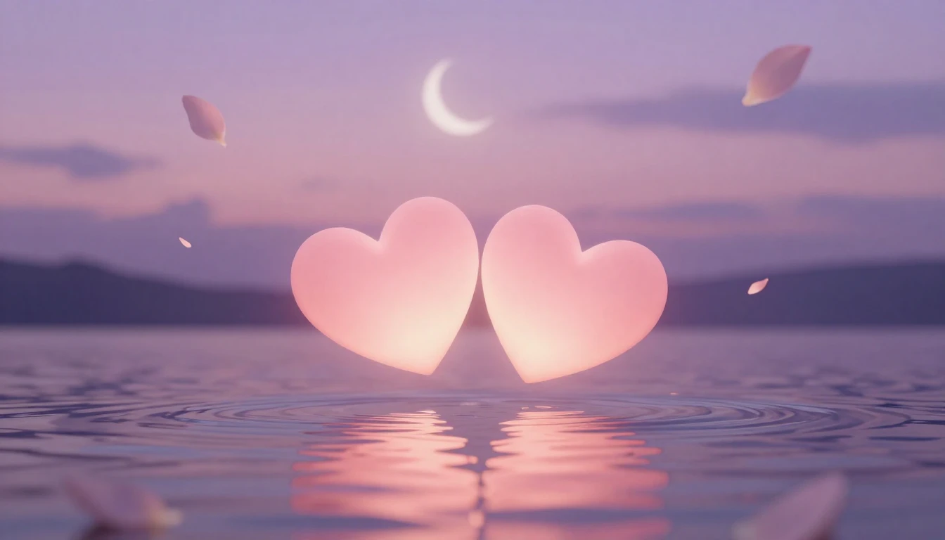 A delicate and ethereal scene featuring two stylized glowing...