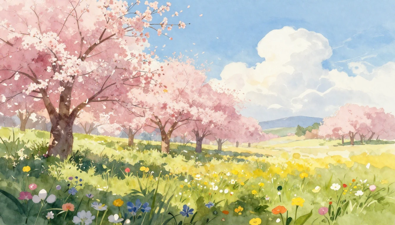 A breathtaking landscape of a sun-drenched meadow in full bl...