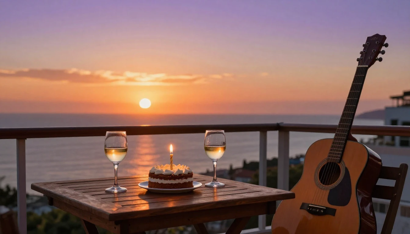 A warm and inviting scene of a birthday celebration on a bal...