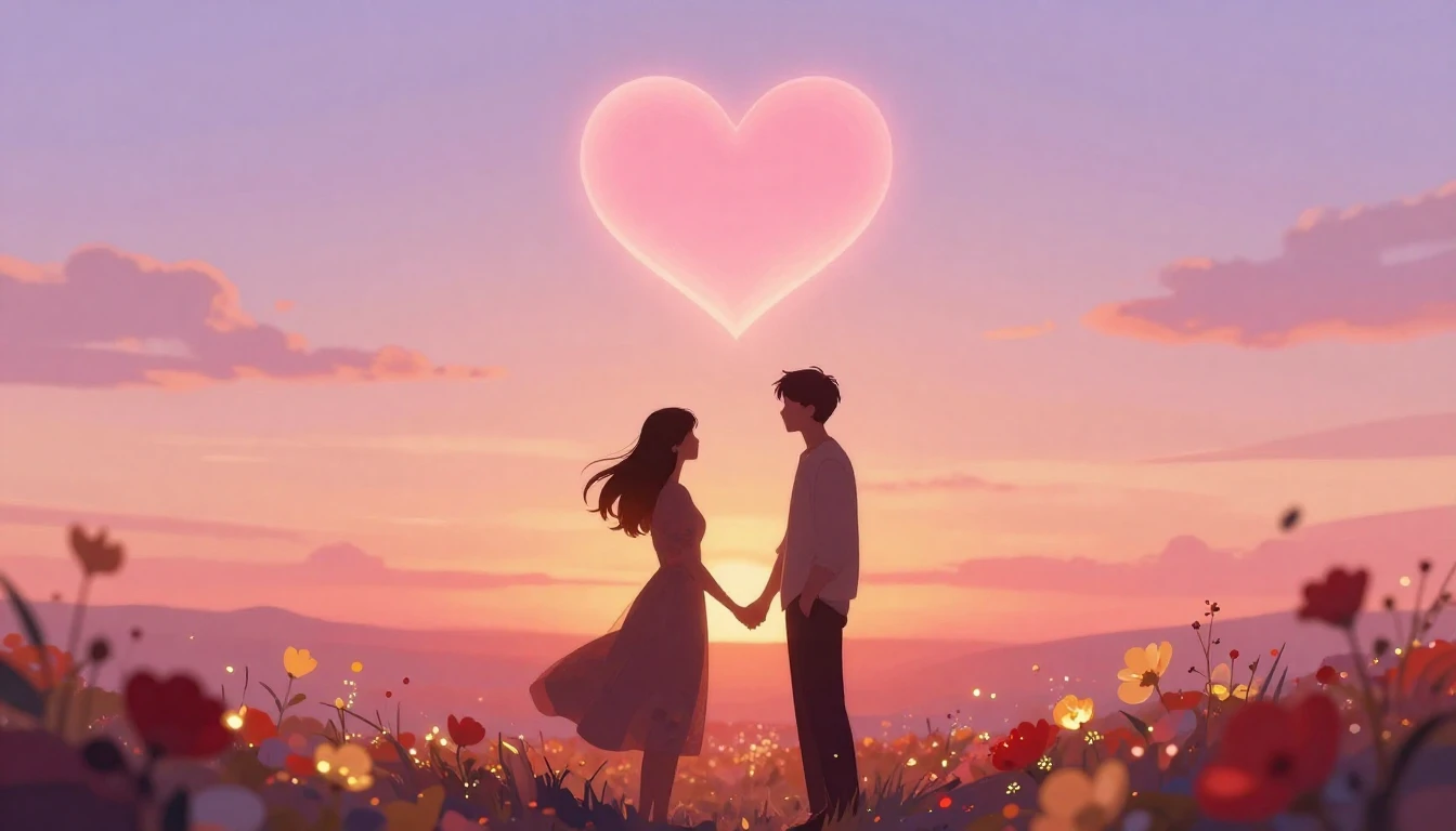 A romantic and warm illustration for a Valentine's Day song ...