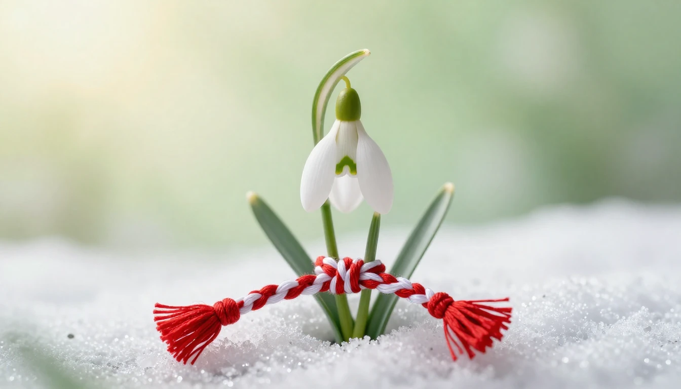 A delicate composition featuring traditional Mărțișor symbol...