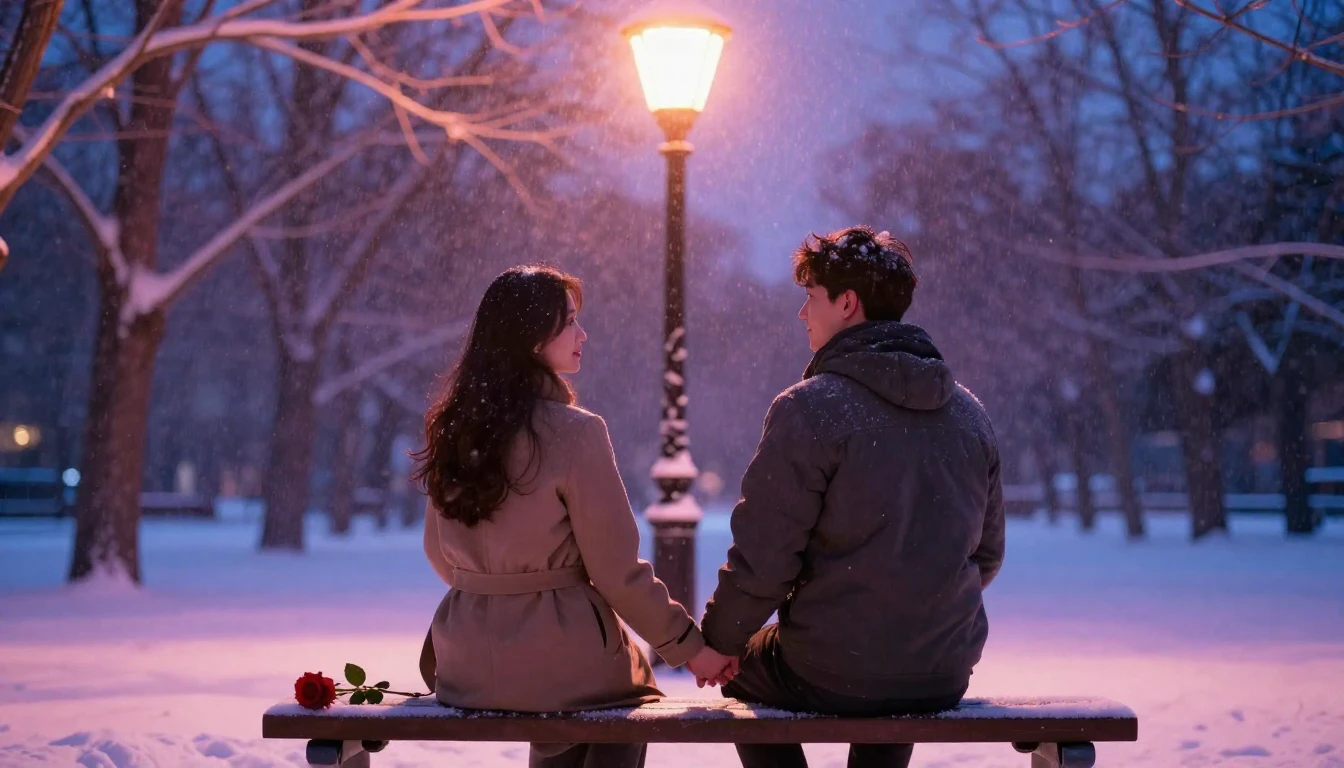 A romantic and intimate scene of a couple holding hands on a...