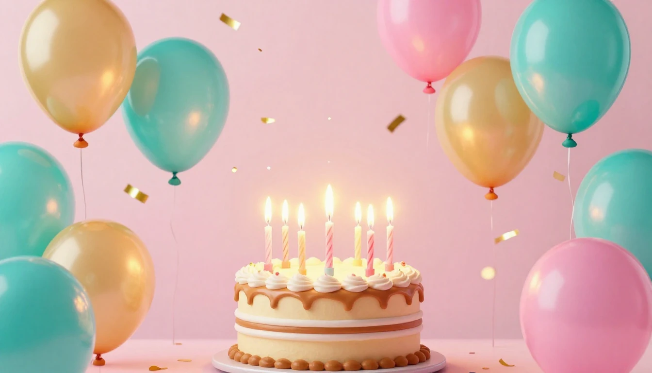 A festive and colorful birthday celebration scene, abstract ...