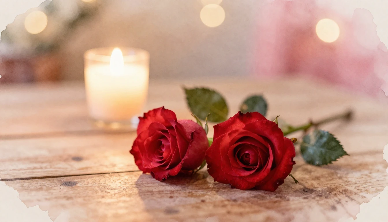 A beautiful watercolor painting of two delicate red roses ly...