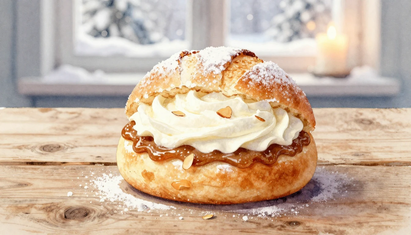 A beautiful watercolor painting of a traditional Swedish sem...