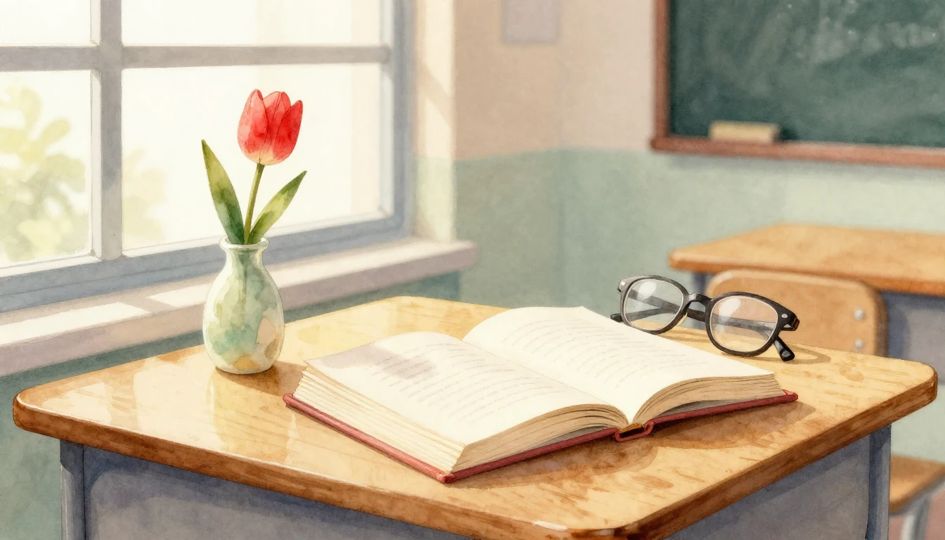 A beautiful watercolor illustration of an open book on a woo...