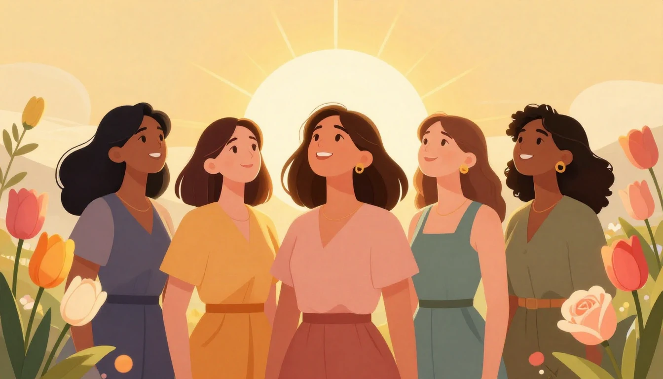 A vibrant, empowering illustration of diverse women standing...