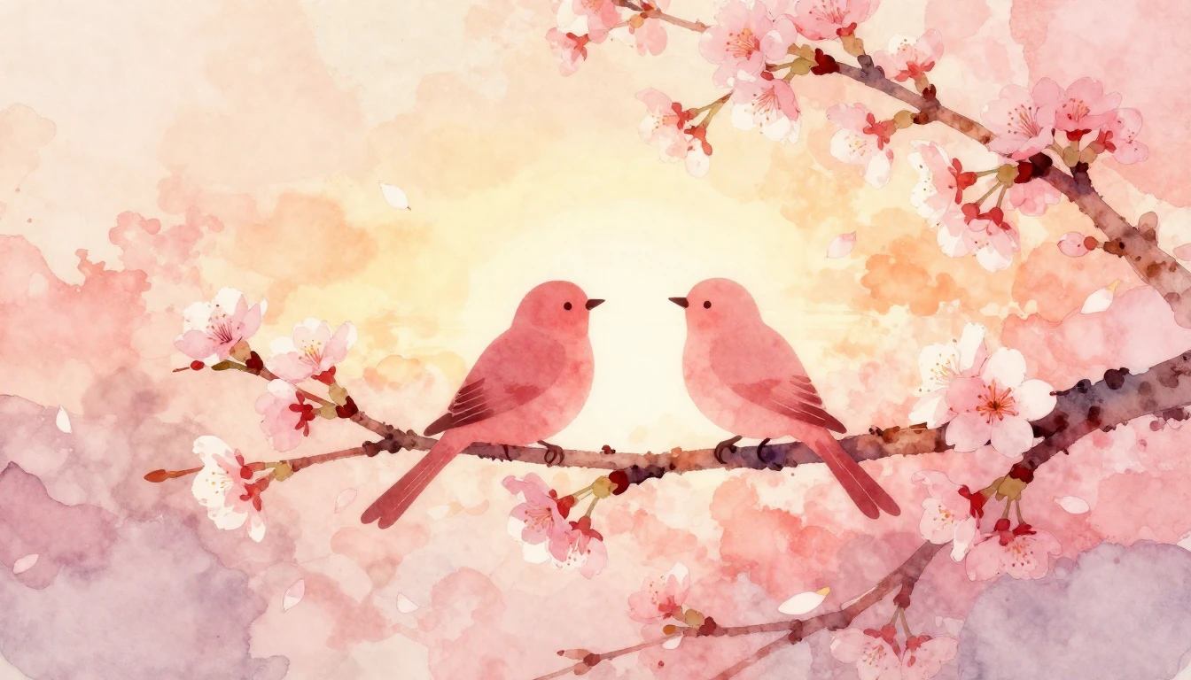 A beautiful watercolor painting depicting two stylized silho...