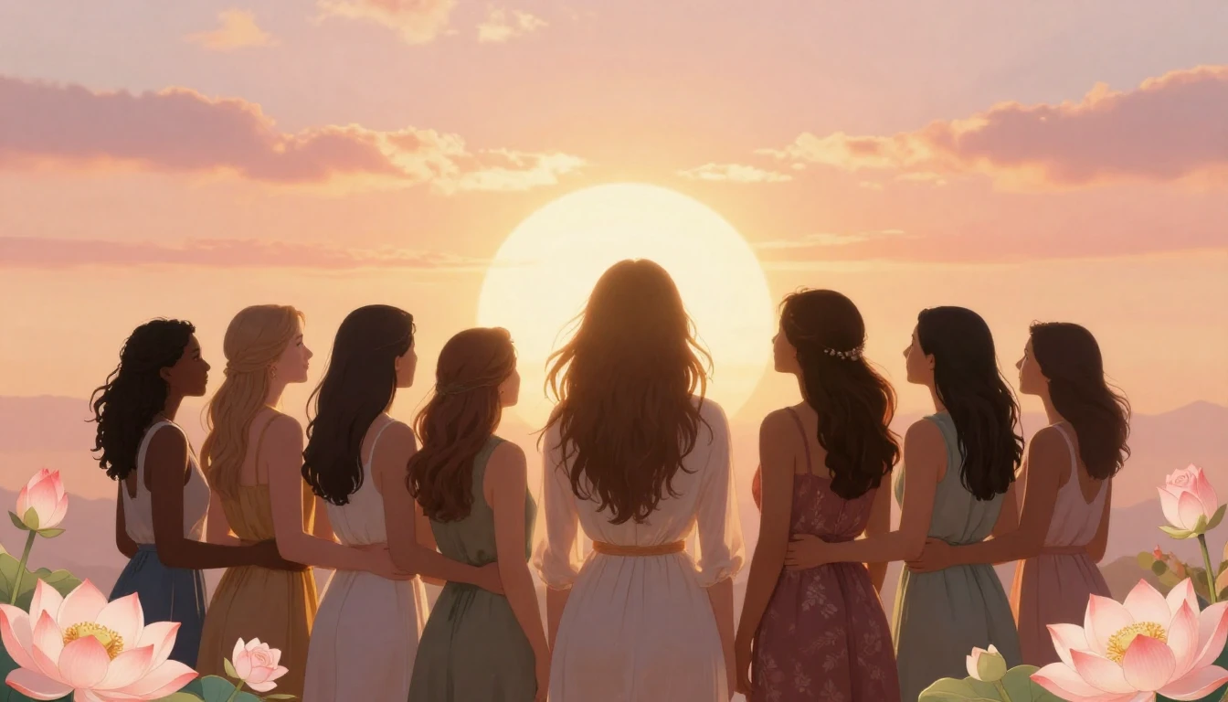 A powerful and uplifting illustration of diverse women stand...