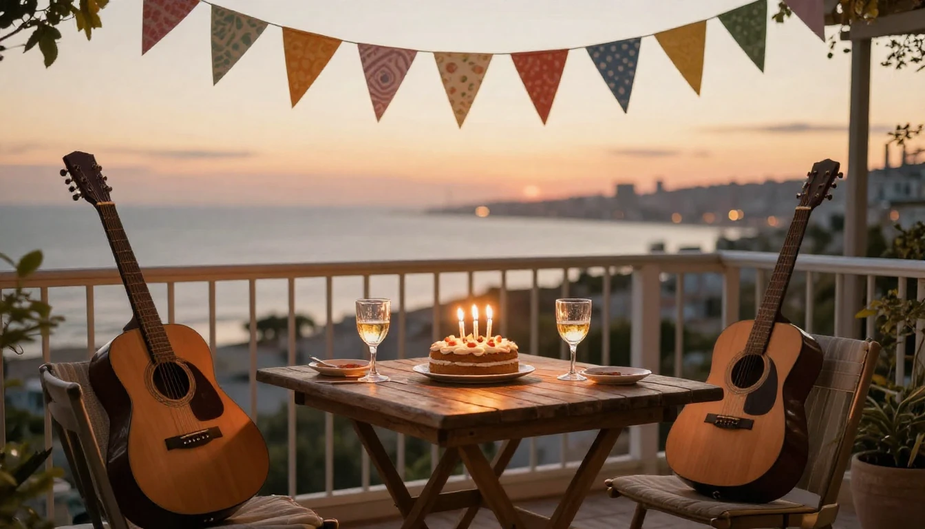 A warm and inviting scene of a small birthday celebration on...
